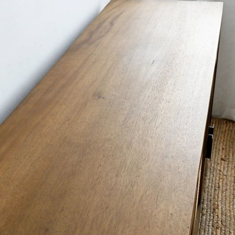 4-Door Natural Wood Sideboard | Solid Wood Living Room Storage – Oakvello