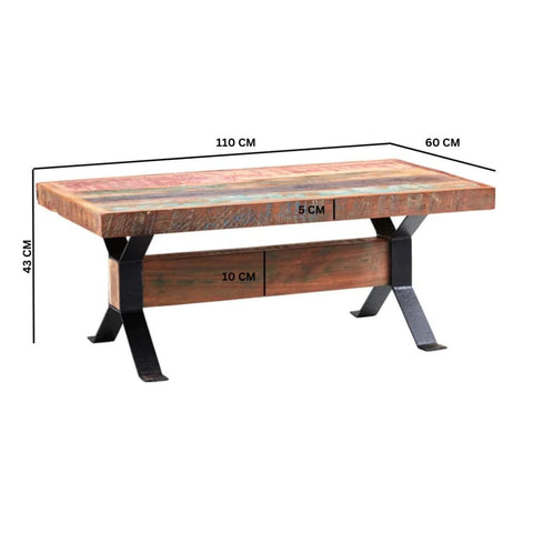 Jaipuri Reclaimed Boat Wood Coffee Table | Eco-Friendly Living Room Furniture – Oakvello