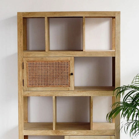Natural Solid Wood Bookshelf | Living Room Display & Storage Furniture – Oakvello