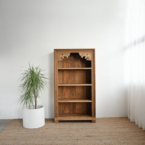 Kawung Solid Wood Bookshelf | Stylish Living Room Display Storage – Oakvello