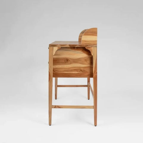 Jodhpuri Teak Wood & Cane Study Table | Handcrafted Home Office Desk – Oakvello