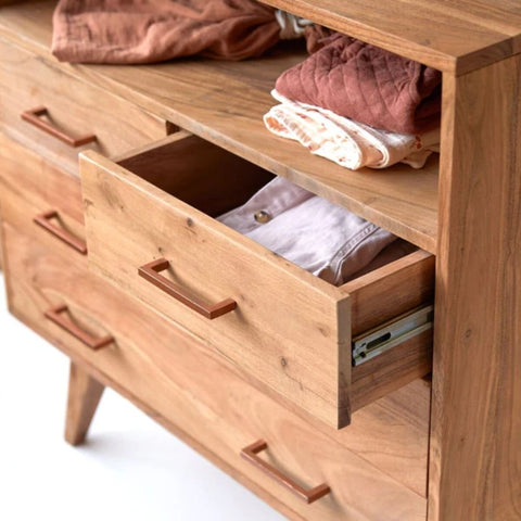 Acacia Bliss Chest of Drawers | Solid Wood Bedroom Dresser – Oakvello