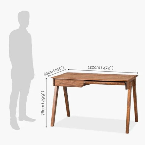 Curved Solid Wood Study Table | Ergonomic Home Office Writing Desk – Oakvello