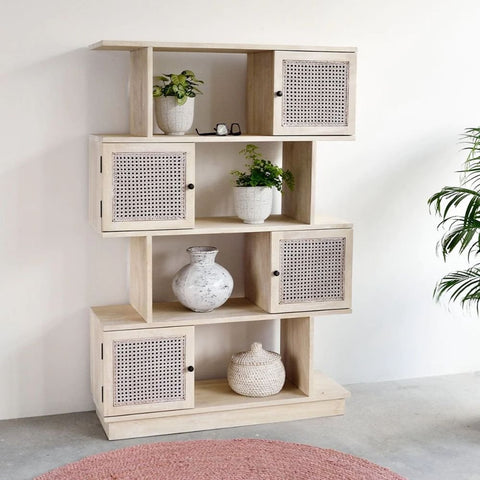 Modern Solid Wood Bookshelf with Storage | Living Room Display Cabinet – Oakvello