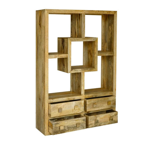Quinton Solid Mango Wood Bookcase | Living Room Display Storage – Oakvello