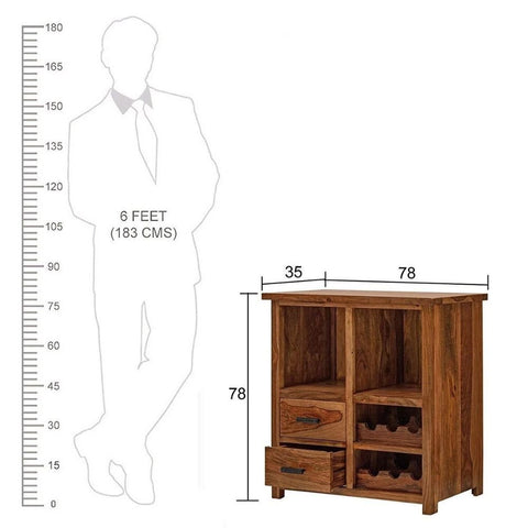 Solid Sheesham Wood Bar Cabinet | Home Bar Storage Furniture – Oakvello