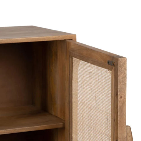 Solid Sheesham Wood & Rattan Sideboard | Boho Living Room Storage – Oakvello