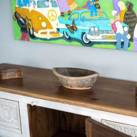 Whimsy White Solid Wood Sideboard | Bright Living Room Storage Cabinet – Oakvello