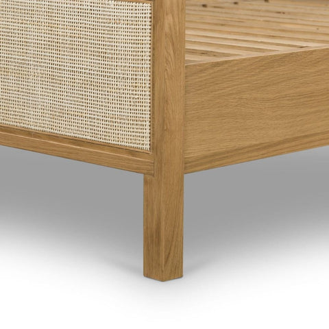 Jodhpuri King Size Rattan Cane Solid Wood Bed | Handcrafted Bedroom Furniture – Oakvello