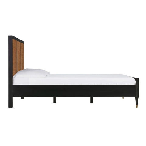 Rattan Cane Solid Wood Bed | Handcrafted Boho Bedroom Furniture – Oakvello