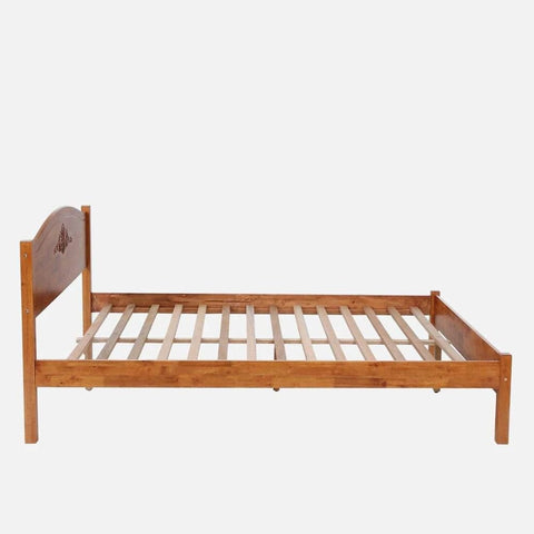 Honey Finish Solid Wood Double Bed Frame | Warm Tone Bedroom Furniture – Oakvello