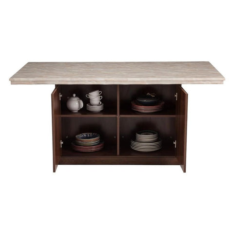 Jaipuri Marble Top Dining Table | Solid Wood Base Kitchen Furniture – Oakvello