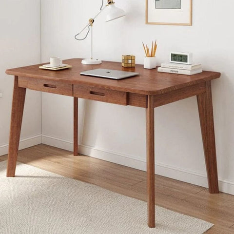 Solid Wood Study Table with Drawer Storage | Home Office Writing Desk – Oakvello