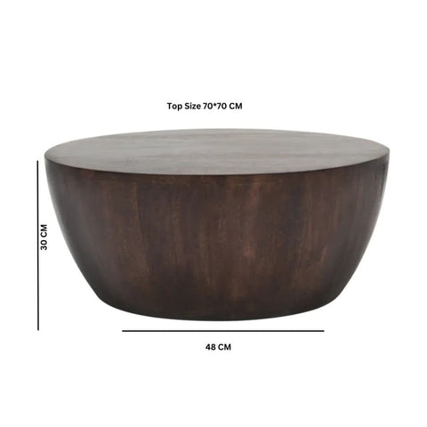 Natural Dark Solid Mango Wood Coffee Table | Living Room Centre Table – Oakvello