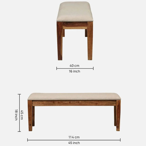 6-Seater Solid Sheesham Wood Dining Set with Bench | Rustic Teak Finish – Oakvello