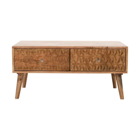 Light Mango Wood Coffee Table with 2 Drawers | Living Room Furniture – Oakvello