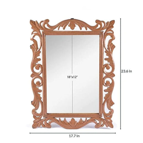 60x45cm Handcrafted Solid Wood Wall Mirror | Living Room & Bathroom Decor – Oakvello