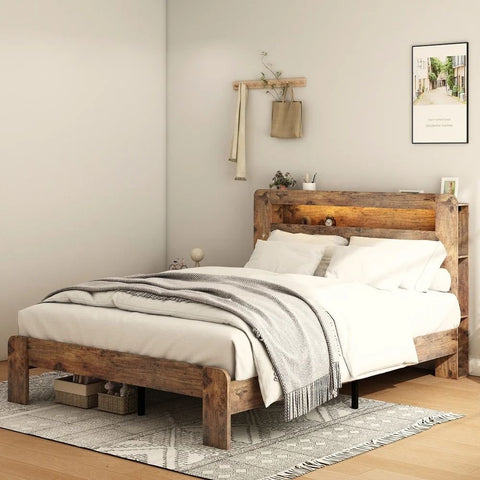 Full Queen Size Bed with Storage | Solid Wood Bedroom Furniture – Oakvello