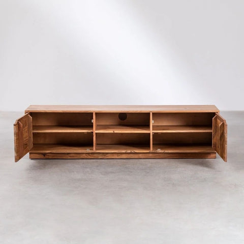 Asmani Acacia Wood TV Cabinet with Shelf | Media Console – Oakvello