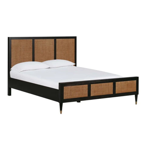 Florence Solid Wood Cane Bed | Handcrafted Rattan Bedroom Furniture – Oakvello