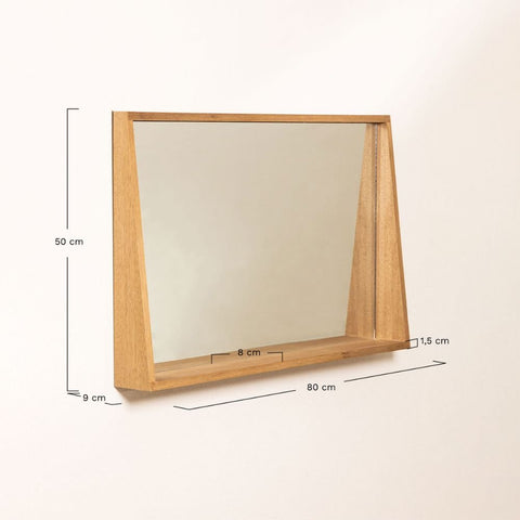 Nurah 50x80cm Rectangular Wall Mirror with Shelf | Bedroom & Hallway Decor – Oakvello
