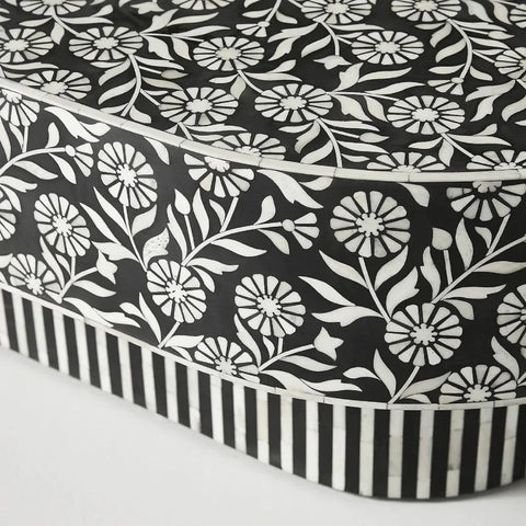 Black & White Bone Inlay Coffee Table | Handcrafted Artisan Living Room Furniture – Oakvello