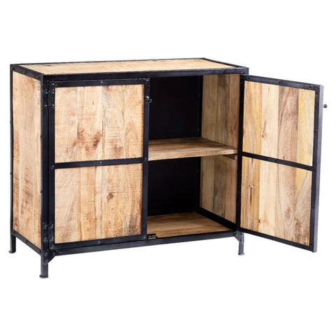 Industrial Solid Wood Small Sideboard | Compact Living Room Storage – Oakvello