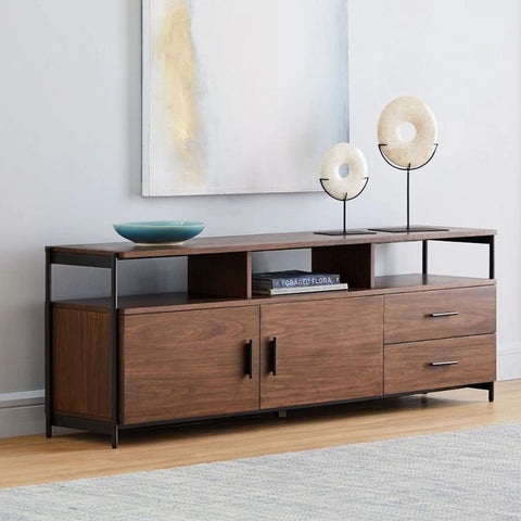 Dark Finish Solid Wood Media Console Table | TV Stand & Storage – Oakvello