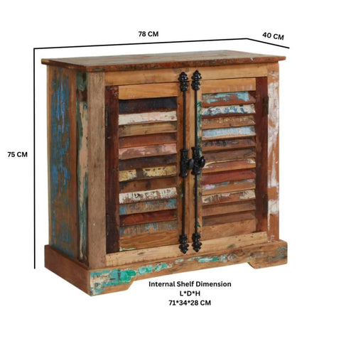 Reclaimed Boat Wood 2-Door Sideboard | Eco-Friendly Living Room Storage – Oakvello