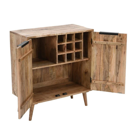 Jaipuri Solid Mango Wood Drinks Cabinet & Sideboard | Home Bar Storage – Oakvello
