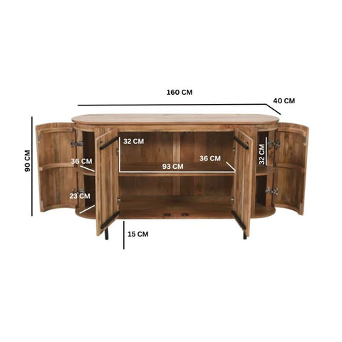 Jodhpuri Solid Wood Sideboard with Metal Legs | Modern Living Room Storage – Oakvello