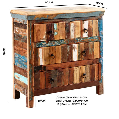 Reclaimed Boat Wood 4-Drawer Chest | Eco-Friendly Bedroom Storage – Oakvello