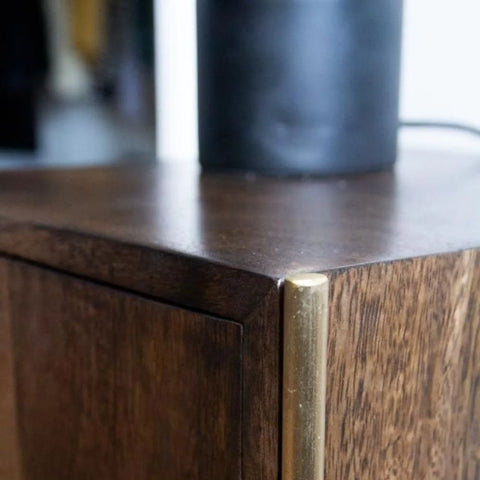 Retro Solid Mango Wood Bedside Table | Vintage Bedroom Nightstand – Oakvello