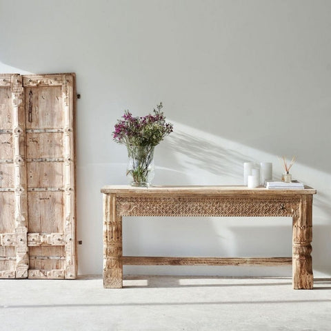 Solid Mango Wood Console Table | Slim Entryway & Hallway Furniture – Oakvello