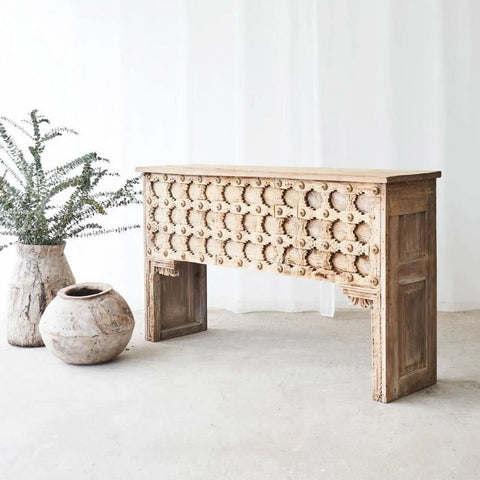 Solid Mango Wood Console Table | Handcrafted Heritage Entryway Furniture – Oakvello