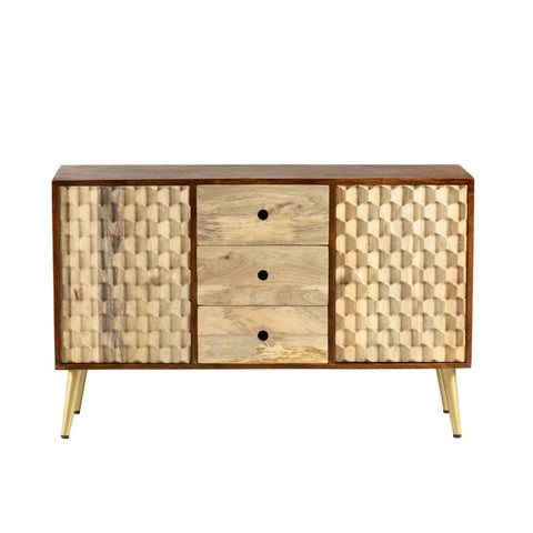 Jodhpuri Retro Large Sideboard | Heritage Solid Wood Living Room Storage – Oakvello