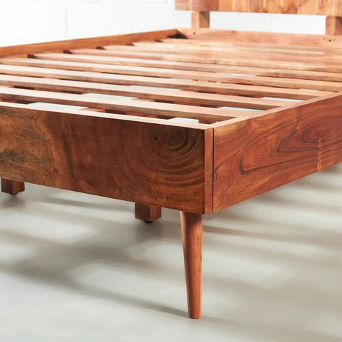 Acacia Wood Bed | Durable Solid Hardwood Bed Frame – Oakvello