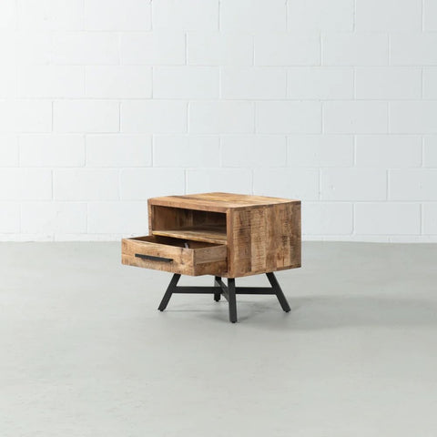 Solid Mango Wood Bedside Table | Natural Finish Bedroom Nightstand – Oakvello