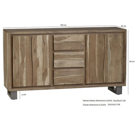 Natural Live Edge Extra Large Solid Wood Sideboard | Living Room Storage – Oakvello