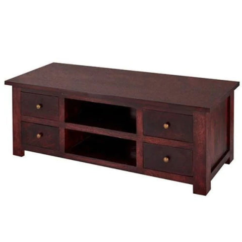 Dark Solid Wood TV Cabinet with Drawers | Media Console & Storage – Oakvello
