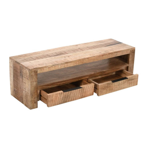 Jodhpuri Solid Mango Wood TV Stand with 2 Drawers | Media Console – Oakvello