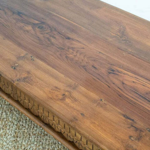 Jaipuri Solid Wood Coffee Table | Heritage Living Room Centre Table – Oakvello