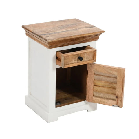 White Solid Mango Wood Bedside Cabinet | Painted Bedroom Nightstand – Oakvello