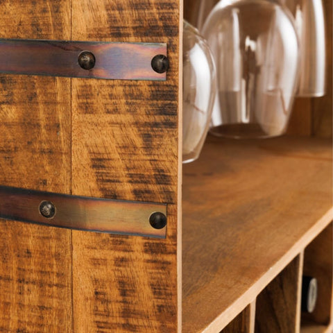 Solid Mango Wood Bar Cabinet | Home Bar Storage Furniture – Oakvello
