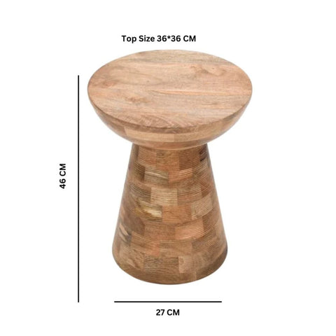 Jaipuri Mushroom Style Round Mango Wood Side Table | Accent Furniture – Oakvello
