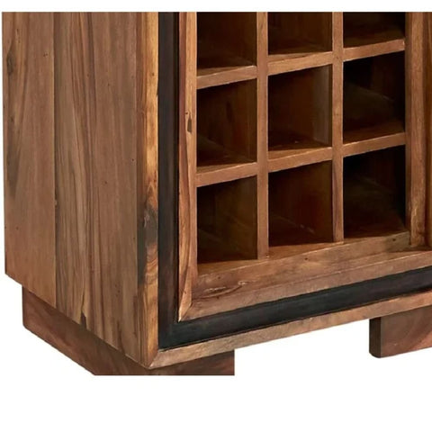 Jaipuri Solid Sheesham Wood Wine Bookcase | Home Bar & Display Storage – Oakvello