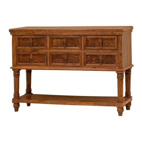 Solid Sheesham Wood Console Table | Handcrafted Heritage Entryway Furniture – Oakvello
