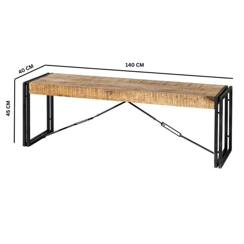 Industrial Solid Wood Mintis Bench | Entryway & Living Room Seating – Oakvello