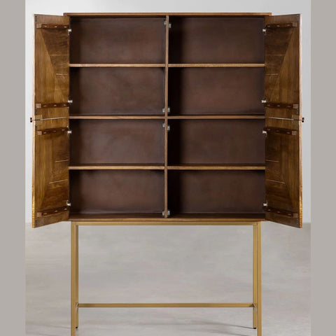 Tall Solid Mango Wood Sideboard | High Storage Cabinet for Living Room – Oakvello