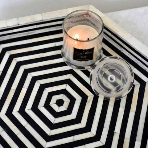 Black Bone Inlay Decorative Tray | Handcrafted Artisan Accessory – Oakvello